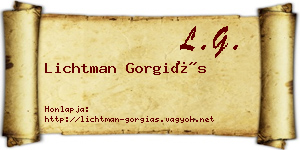 Lichtman Gorgiás névjegykártya